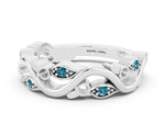 Marquise Blue Topaz Vine Eternity Band in White gold with Bezel Setting