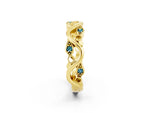 Marquise Blue Topaz Vine Eternity Band in Yellow gold with Bezel Setting_2