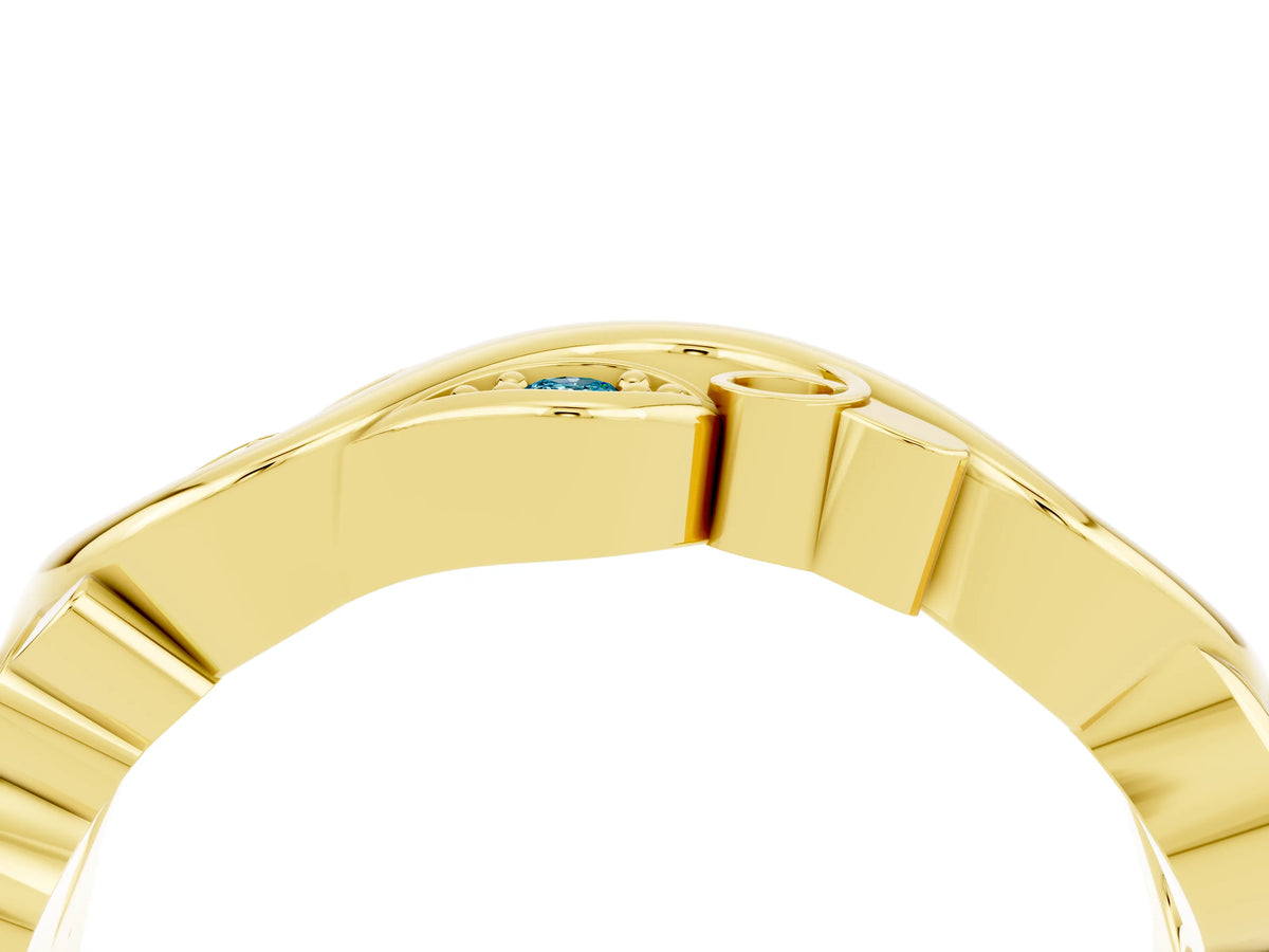 Marquise Blue Topaz Vine Eternity Band in Yellow gold with Bezel Setting_4