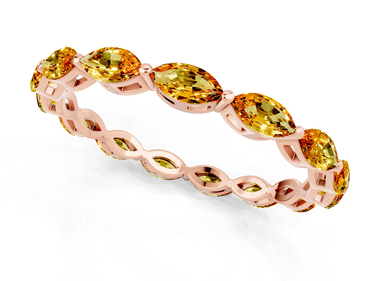 Marquise Citrine Eternity Band in Rose gold with U-Prong Setting_1