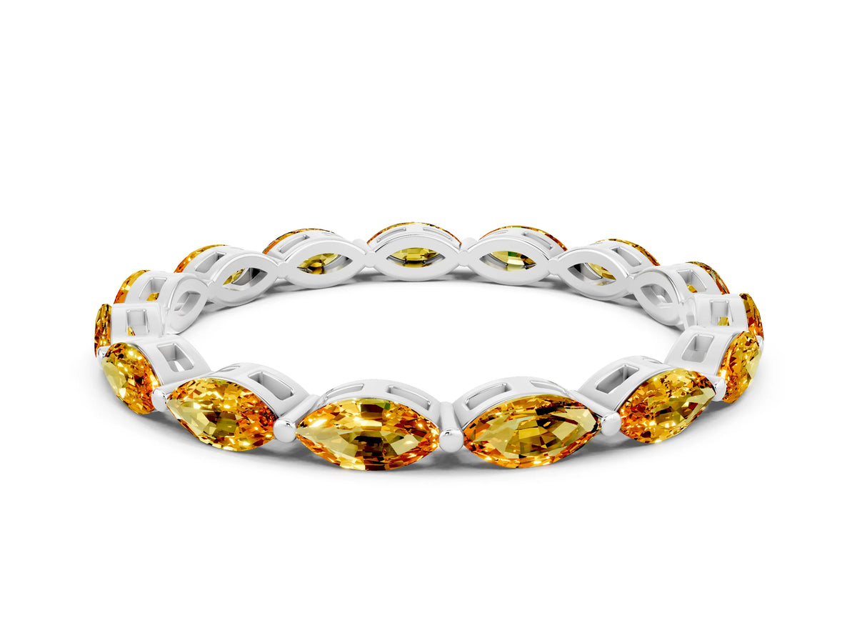 Marquise Citrine Eternity Band in White gold with U-Prong Setting