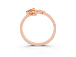 Marquise Citrine Floral Cluster Bypass Ring in Rose gold with Prong Setting_3