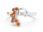 Marquise Citrine Floral Cluster Bypass Ring in Silver with Prong Setting