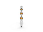 Marquise Citrine Milgrain Half Eternity Band in Platinum with Bezel Setting_2