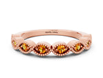 Marquise Citrine Milgrain Half Eternity Band in Rose gold with Bezel Setting