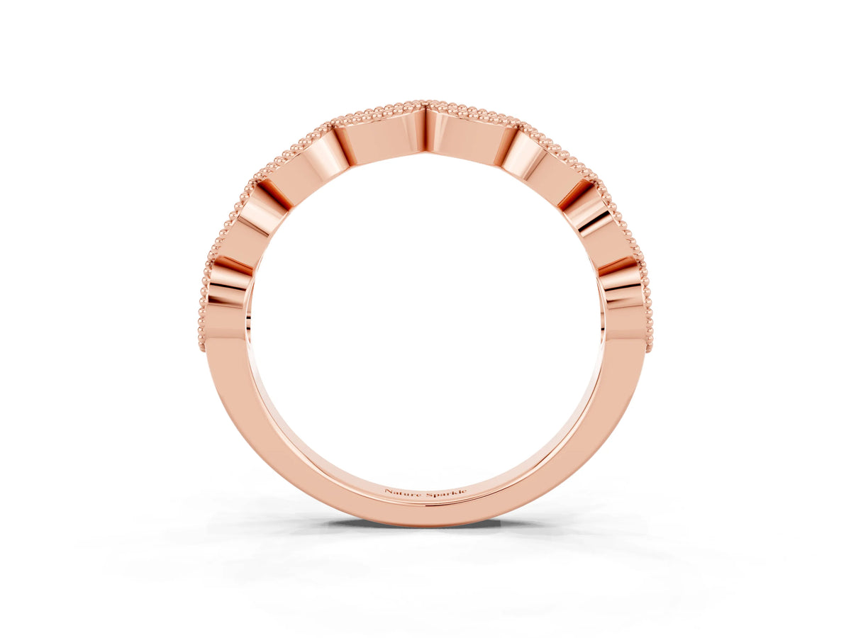 Marquise Citrine Milgrain Half Eternity Band in Rose gold with Bezel Setting_3