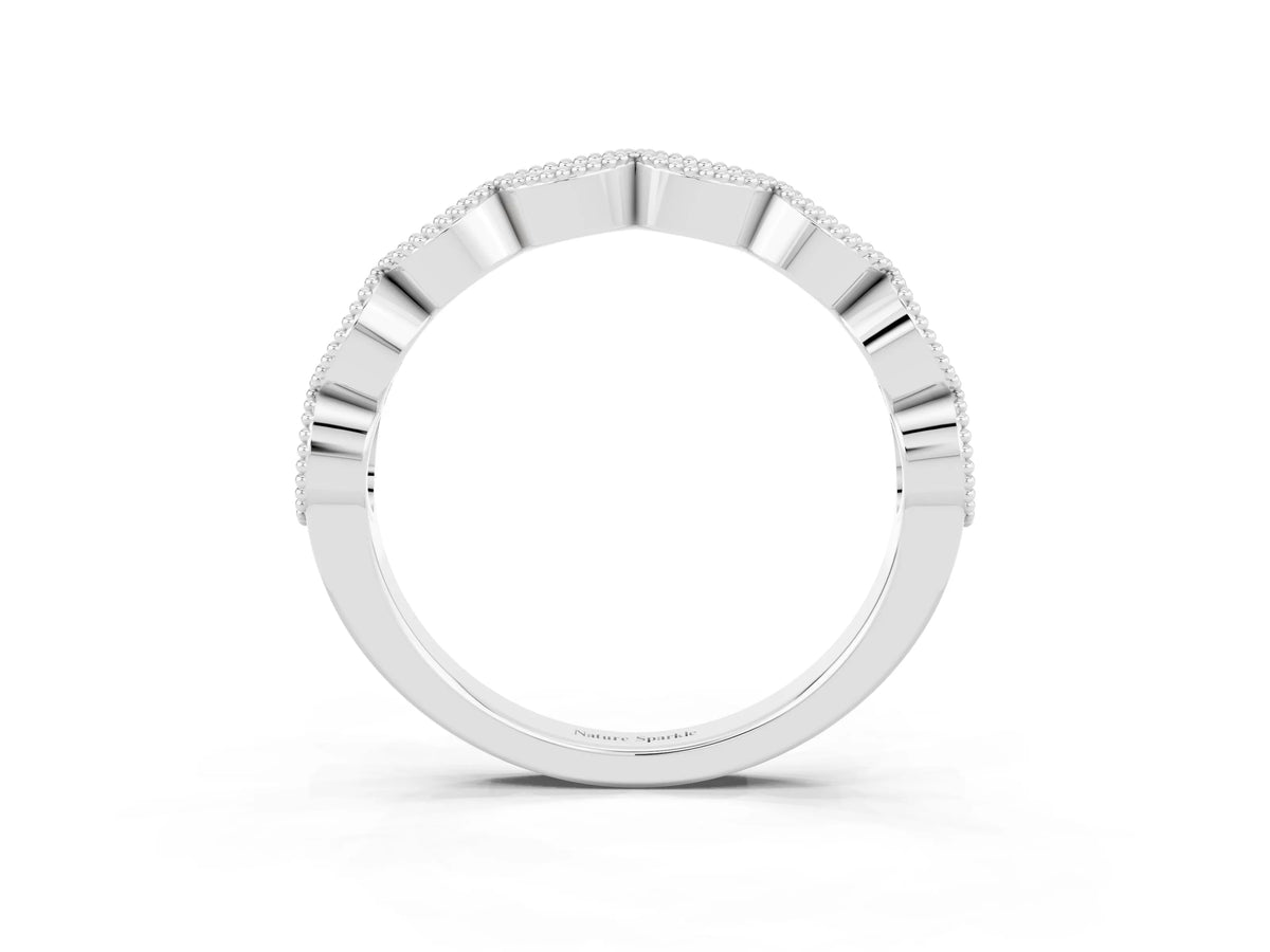 Marquise Citrine Milgrain Half Eternity Band in Silver with Bezel Setting_3