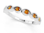 Marquise Citrine Milgrain Half Eternity Band in White gold with Bezel Setting_1
