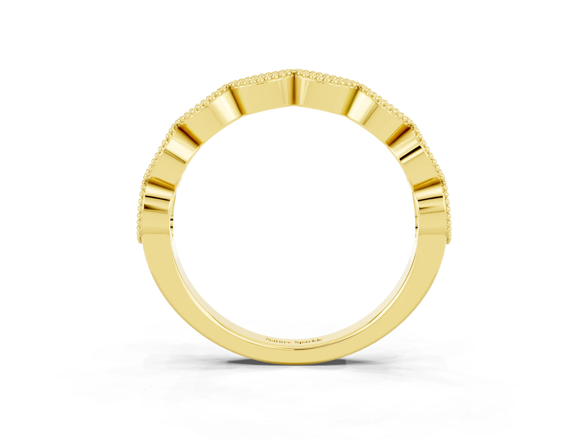 Marquise Citrine Milgrain Half Eternity Band in Yellow gold with Bezel Setting_3