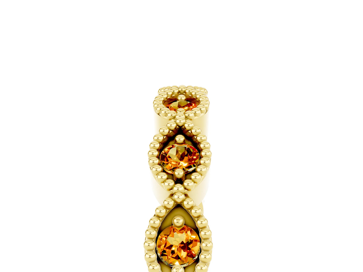 Marquise Citrine Milgrain Half Eternity Band in Yellow gold with Bezel Setting_5