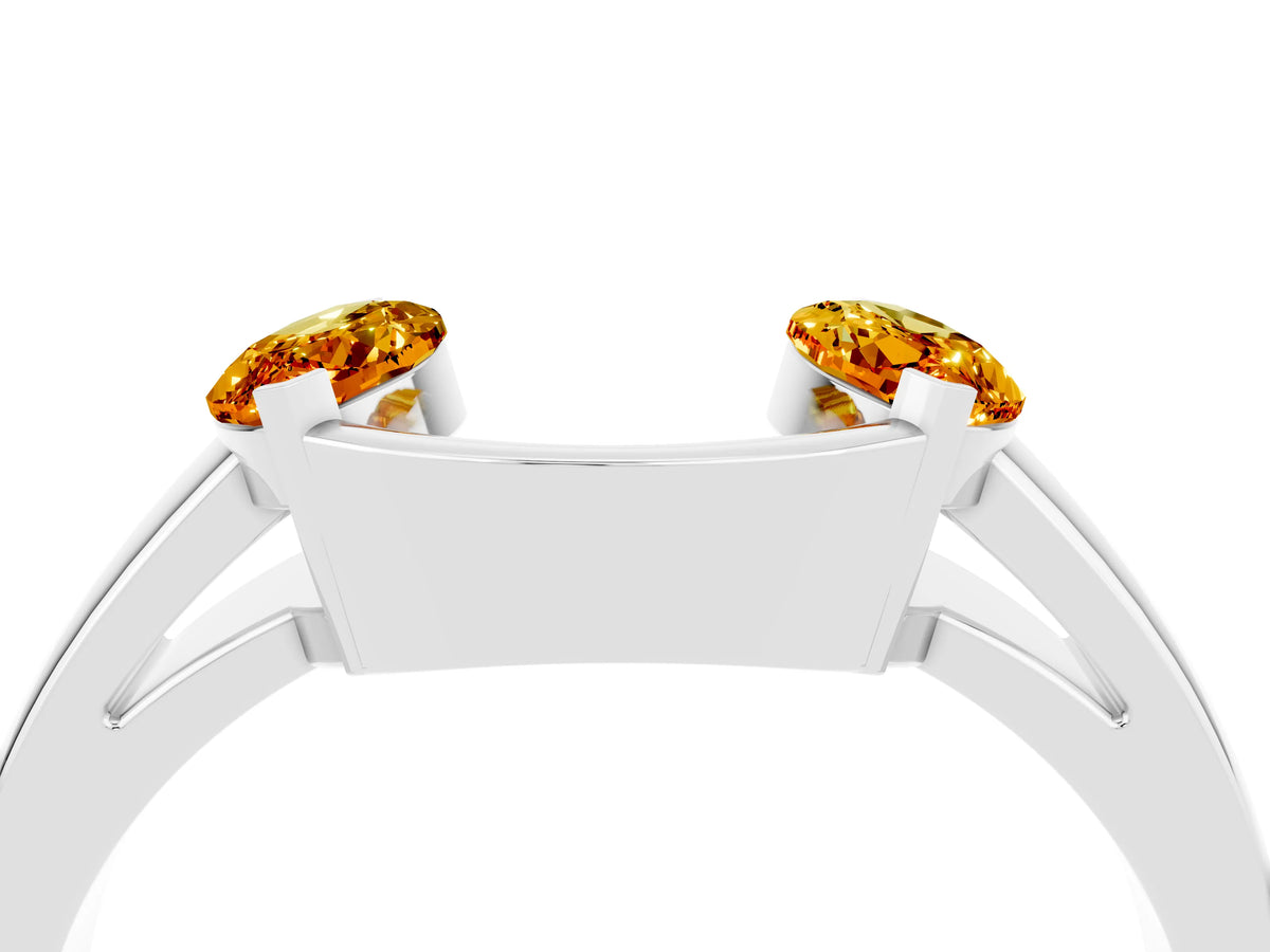 Marquise Citrine Open Band Ring in Platinum with Tension Setting_4