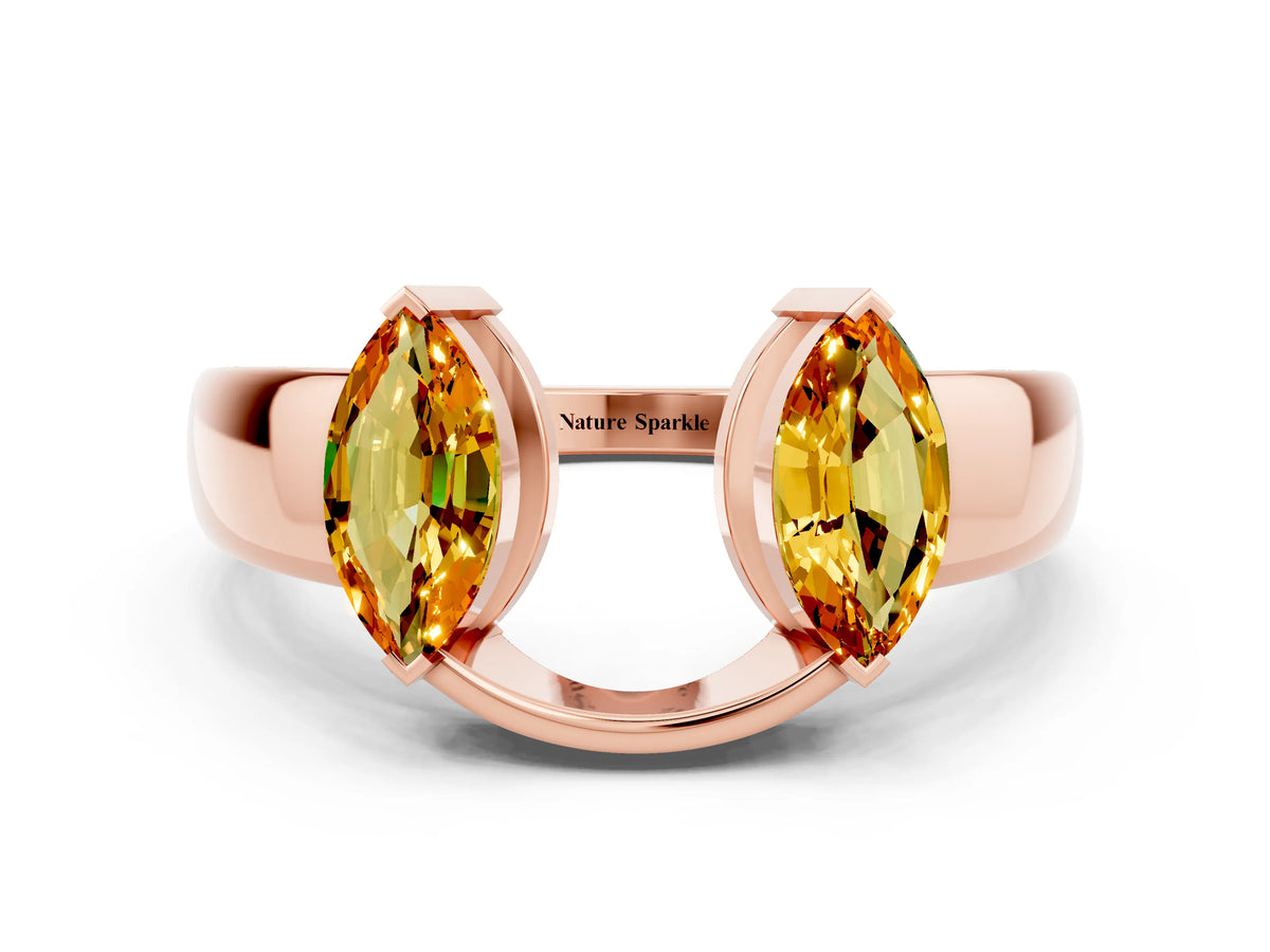Marquise Citrine Open Band Ring in Rose gold with Tension Setting