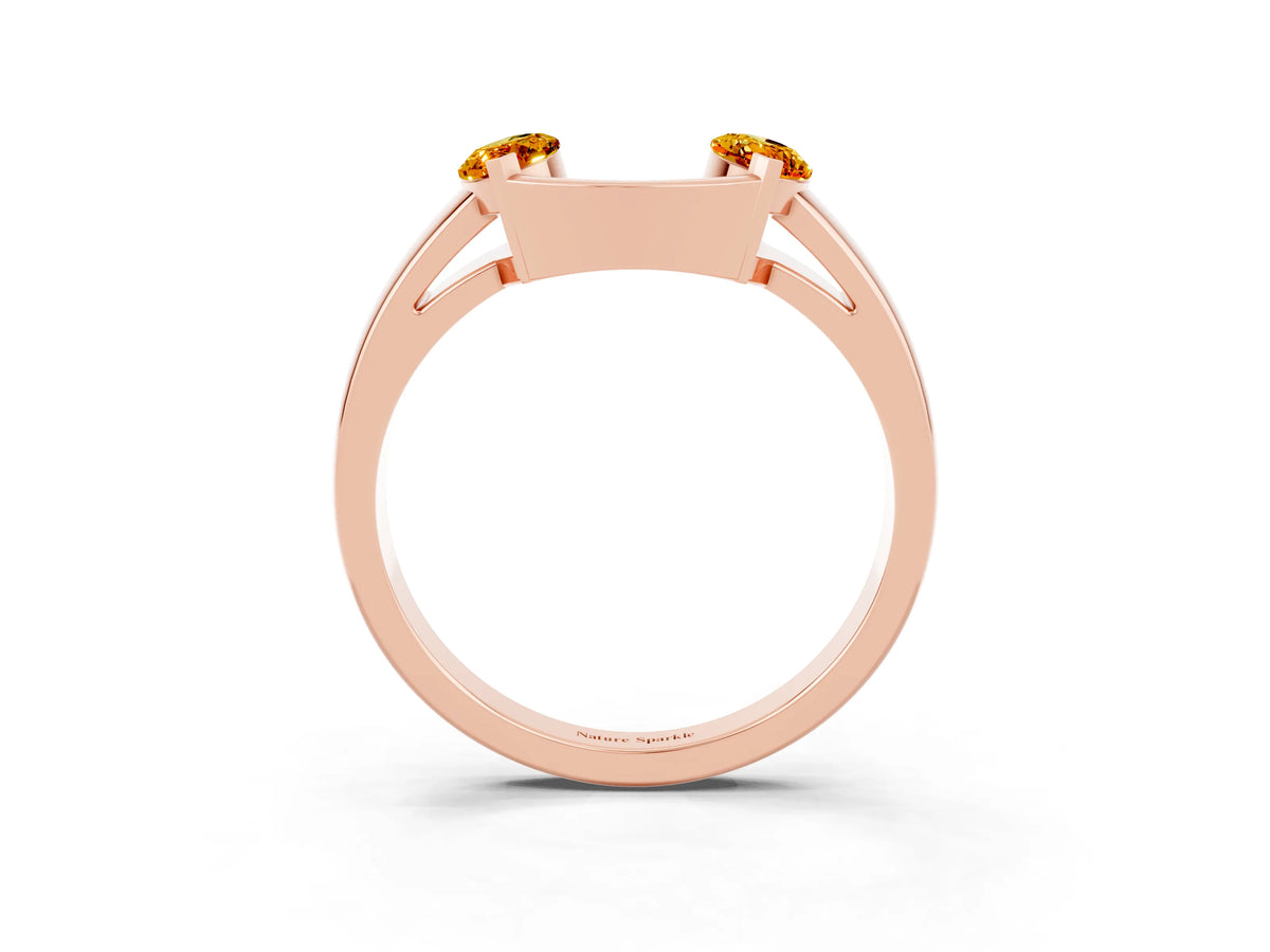 Marquise Citrine Open Band Ring in Rose gold with Tension Setting_3