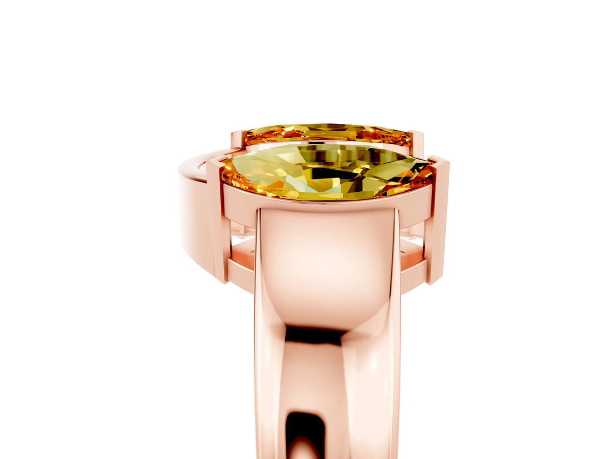 Marquise Citrine Open Band Ring in Rose gold with Tension Setting_5