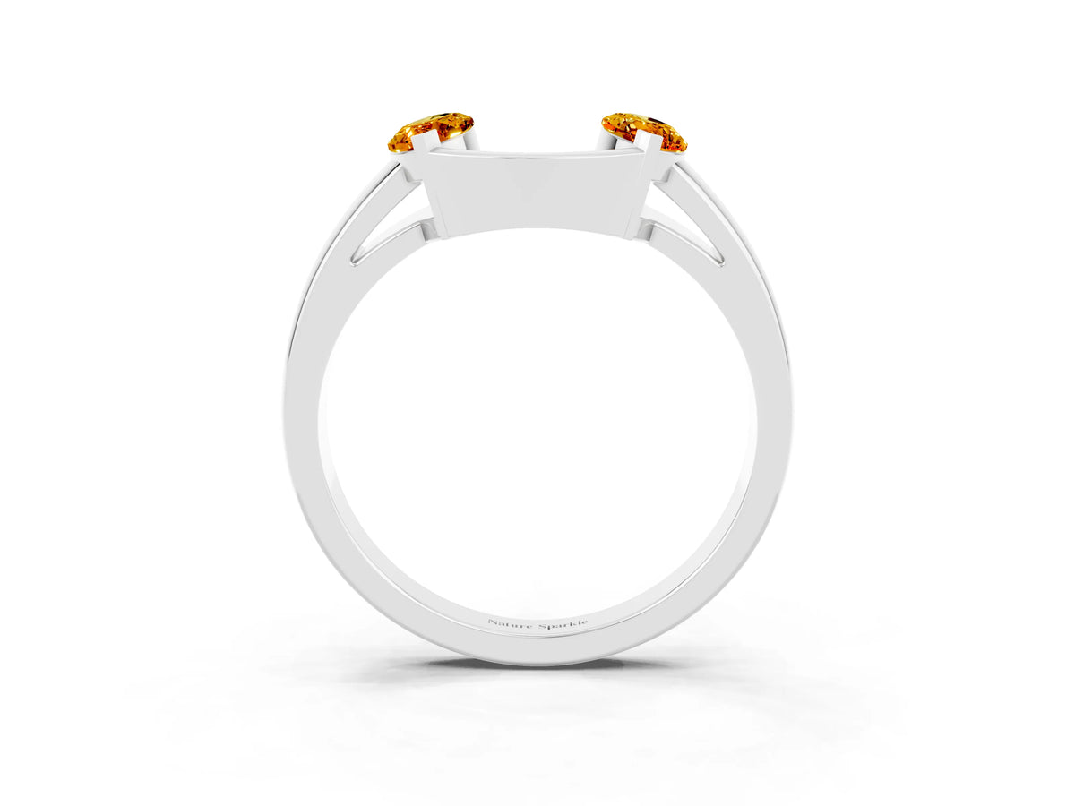 Marquise Citrine Open Band Ring in Silver with Tension Setting_3