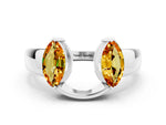Marquise Citrine Open Band Ring in White gold with Tension Setting