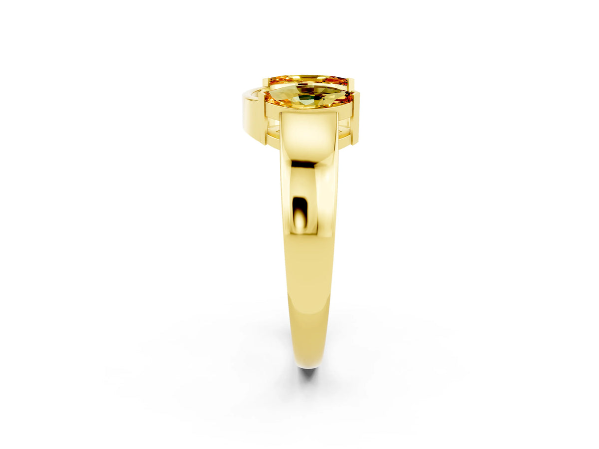 Marquise Citrine Open Band Ring in Yellow gold with Tension Setting_2