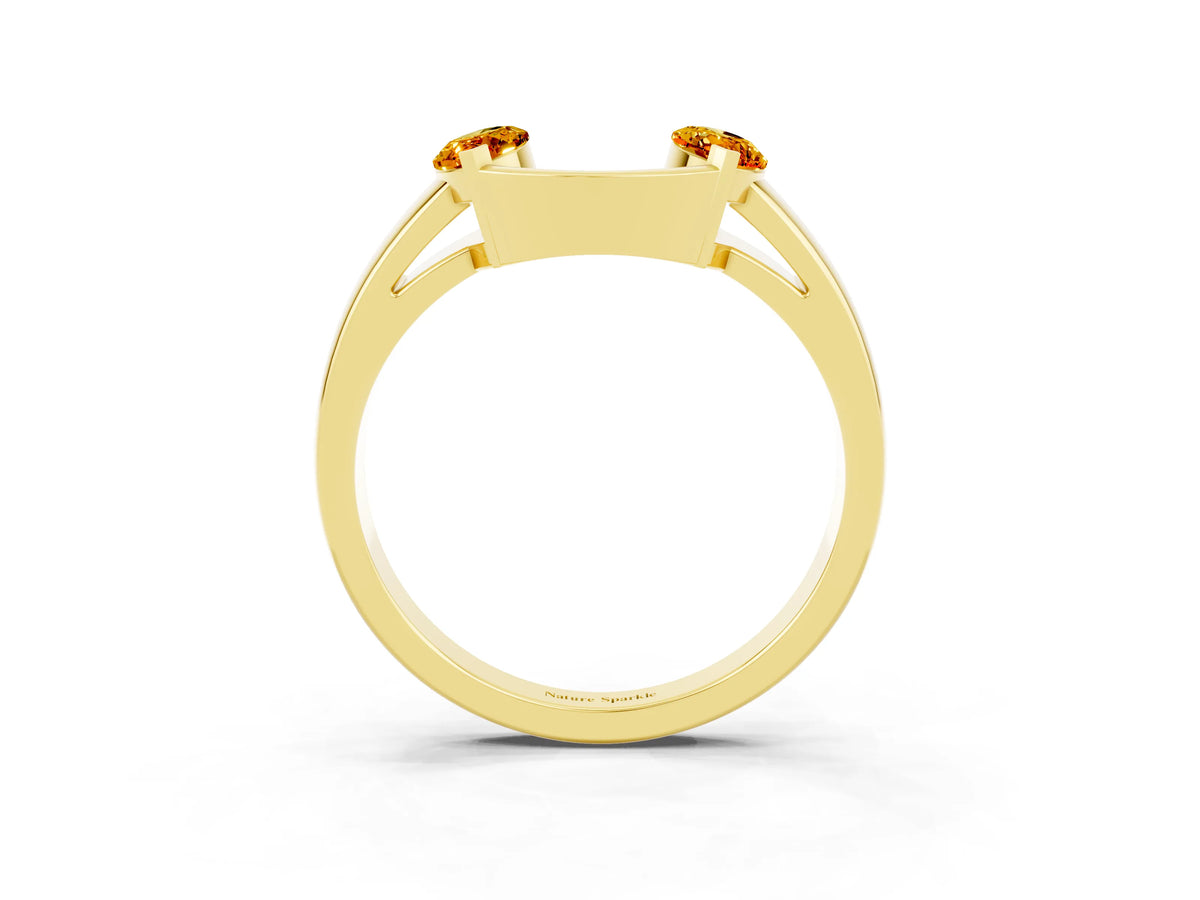Marquise Citrine Open Band Ring in Yellow gold with Tension Setting_3