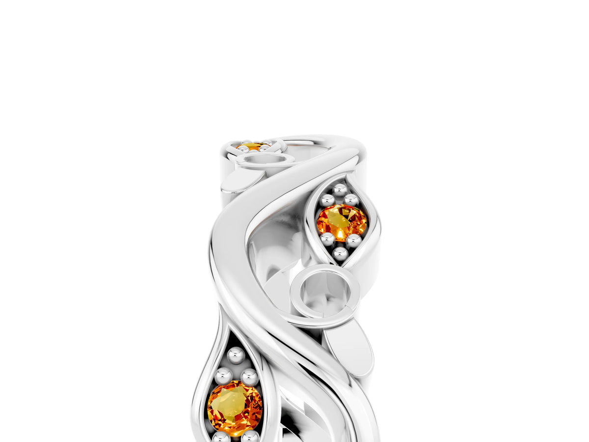 Marquise Citrine Vine Eternity Band in Platinum with Bezel Setting_5