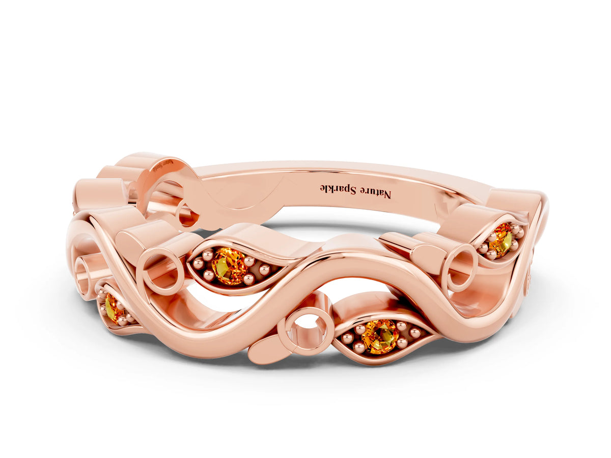 Marquise Citrine Vine Eternity Band in Rose gold with Bezel Setting