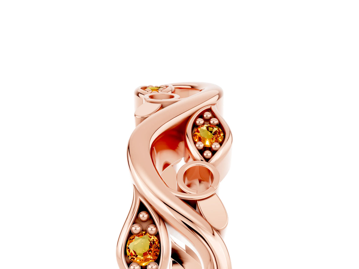 Marquise Citrine Vine Eternity Band in Rose gold with Bezel Setting_5