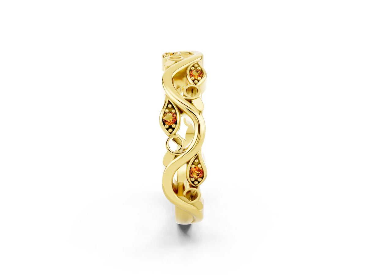 Marquise Citrine Vine Eternity Band in Yellow gold with Bezel Setting_2