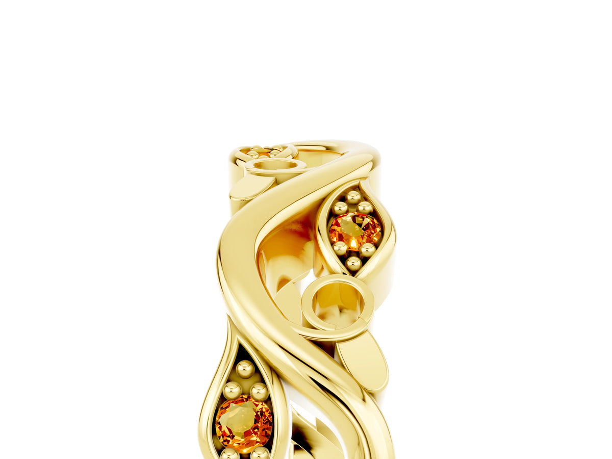 Marquise Citrine Vine Eternity Band in Yellow gold with Bezel Setting_5