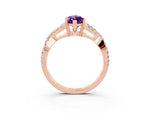 Marquise Cut Amethyst Solitaire Ring in Rose gold with Interwoven Pavé Band and Prong Setting_3