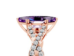 Marquise Cut Amethyst Solitaire Ring in Rose gold with Interwoven Pavé Band and Prong Setting_5