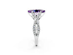 Marquise Cut Amethyst Solitaire Ring in White gold with Interwoven Pavé Band and Prong Setting_2