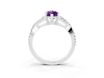 Marquise Cut Amethyst Solitaire Ring in White gold with Interwoven Pavé Band and Prong Setting_3