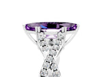 Marquise Cut Amethyst Solitaire Ring in White gold with Interwoven Pavé Band and Prong Setting_5
