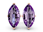Marquise Cut Amethyst Stud Earrings in Rose gold with Basket Setting