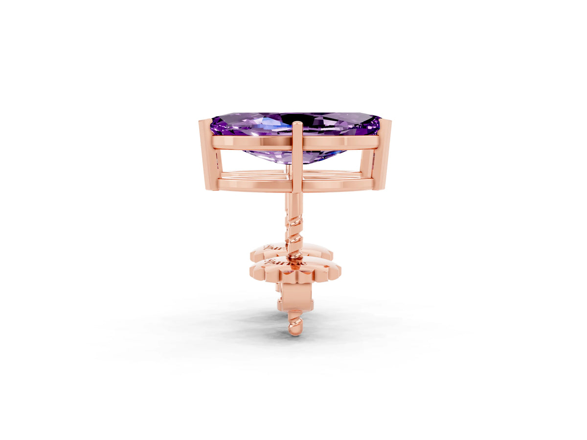 Marquise Cut Amethyst Stud Earrings in Rose gold with Basket Setting_2