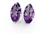 Marquise Cut Amethyst Stud Earrings in White gold with Basket Setting_1