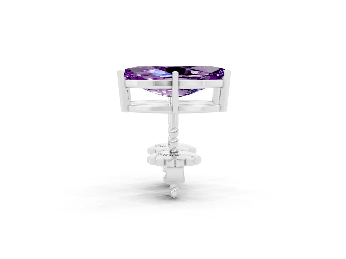 Marquise Cut Amethyst Stud Earrings in White gold with Basket Setting_2