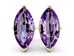 Marquise Cut Amethyst Stud Earrings in Yellow gold with Basket Setting