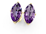 Marquise Cut Amethyst Stud Earrings in Yellow gold with Basket Setting_1