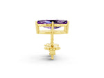 Marquise Cut Amethyst Stud Earrings in Yellow gold with Basket Setting_2