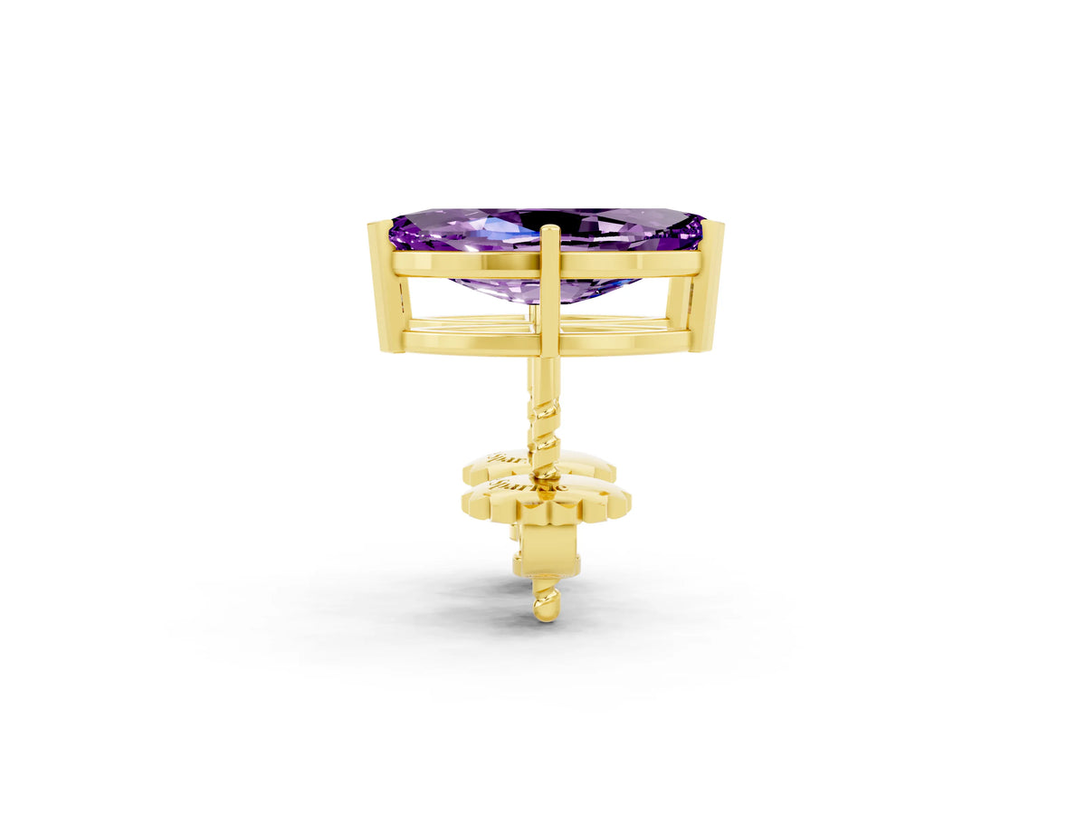 Marquise Cut Amethyst Stud Earrings in Yellow gold with Basket Setting_2