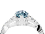 Marquise Cut Aquamarine Solitaire Ring in Platinum with Interwoven Pavé Band and Prong Setting_10