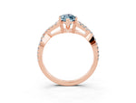 Marquise Cut Aquamarine Solitaire Ring in Rose gold with Interwoven Pavé Band and Prong Setting_3