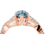 Marquise Cut Aquamarine Solitaire Ring in Rose gold with Interwoven Pavé Band and Prong Setting_4