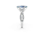 Marquise Cut Aquamarine Solitaire Ring in White gold with Interwoven Pavé Band and Prong Setting_2