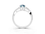 Marquise Cut Aquamarine Solitaire Ring in White gold with Interwoven Pavé Band and Prong Setting_3