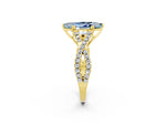 Marquise Cut Aquamarine Solitaire Ring in Yellow gold with Interwoven Pavé Band and Prong Setting_2
