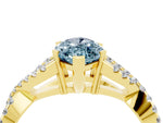Marquise Cut Aquamarine Solitaire Ring in Yellow gold with Interwoven Pavé Band and Prong Setting_4