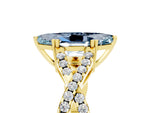 Marquise Cut Aquamarine Solitaire Ring in Yellow gold with Interwoven Pavé Band and Prong Setting_5