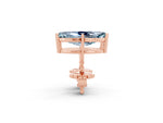 Marquise Cut Aquamarine Stud Earrings in Rose gold with Basket Setting_2