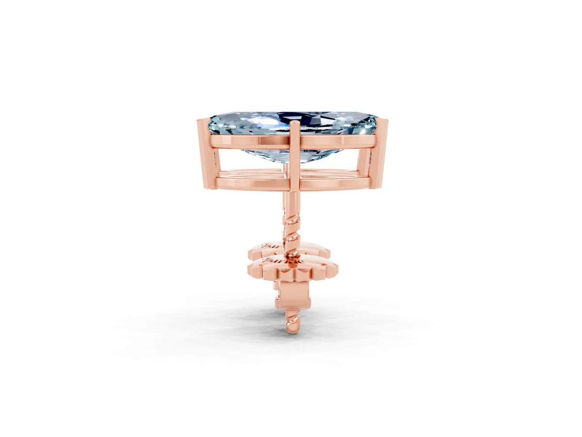 Marquise Cut Aquamarine Stud Earrings in Rose gold with Basket Setting_2